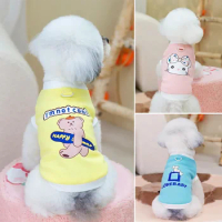 Summer Pet Clothes Breathable Puppy Cat Dog Clothes for Small Dogs Thin Dog Vest Cartoon Bear Print Corgi Teddy T Shirt Costume