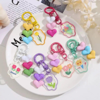 Sunflower H1163 Gantungan Kunci DIY Akrilik Colourful Keychain dengan Desain Bunga & Triple Love War