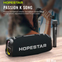 HOPESTAR A6MAX 80W Portable Bluetooth Speaker Microphone Wireless High Power Drum Strap Outdoor Subwoofer TWS Powerful Party