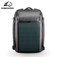 Kingsons Men Beam Backpack Solar Panel USB Charging Anti theft Waterproof 15 6 inch Laptop Backpack