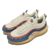 NIKE 耐吉 休閒鞋 Air Max 97 男鞋 女鞋 藍 紅 米白 子彈 氣墊 仿舊 奶油底 繪畫(DV1486-162)
