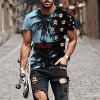 Cờ Mexico In T-Shirts Người Đàn Ông Của 3D In thời trang mới Mexico Đồ Họa Cá Tính T Áo Sơ Mi Người 