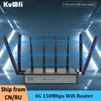 KuWfi 5G Wifi6 Router 1800Mbps 2.4G/5.8G Dual Band Wireless Wifi Router with Sim Card Slot MESH+Hybird Modem Support APN VPN