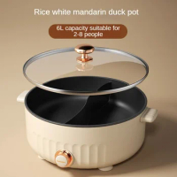All-in-One Round Hot Pot Home Electric Cooker Multifunctional All-in-One Soup Pot Nonstick Pot Mandarin Ducks Hot Pot Hotpot