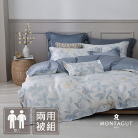 MONTAGUT-60支100%萊賽爾纖維-天絲兩用被床包組(藍霧花園-雙人)