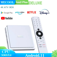 MECOOL KM2 PLUS DELUXE 4K Android 11 Certified TV BOX Google TV Dolby Vision Atmos 4GB DDR4 32GB 1000M LAN WIFI 6 Stream TV BOX