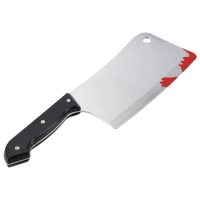 Bloody Cleaver, Fake Knifes Realistic Kitchen Cleaver Prop for Halloween Prank Toys Stage Props