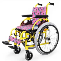 Children Wheelchair Walker Aluminum Alloy Portable Folding Lightweight with Wheels Rehabilitation Handcart Mobility Aids