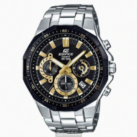 【CASIO 卡西歐】CASIO卡西歐男錶型號CA00001(黑色錶面黑錶殼銀色精鋼錶帶款)