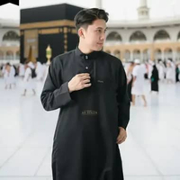 Gamis Jubah Pria Muslim Dewasa Toyobo Premium Warna Hitam Putih Model Kancing Terbaru Putih XL