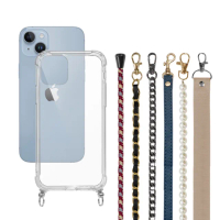 【Timo】iPhone 14 6.1吋 附釦四角防摔透明手機殼(送多用途斜背頸掛背帶繩)