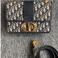 法國專櫃正品 DIOR 蒙田包 30 Montaigne 藍色 Dior Oblique 緹花帆布翻蓋式包款+預購