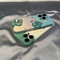 เคส iphone ลายสร้างสรรค์ใหม่ เคสโทรศัพท์มือถือไดโนเสาร์สองตัว รูปแบบการพิมพ์เพ้นท์มือที่สมจริง เหมาะ