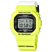 CASIO 卡西歐 TEAM G-SHOCK黃白撞色超吸睛錶-閃電黃色(DW-5600TGA-9)