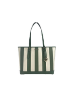 Jet Set Item Tote GreenCream Stripe