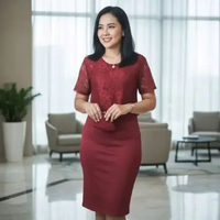 Ad Frilia midi dress matt scuba mix brokat fremium XL Putih Bw