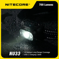 NITECORE NU33 Headlamp Primary white LED 700Lumens USB-C Rechargeable Built-in 2000mAh Battery for Night Running