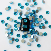 Aquamarine Glitter Rhinestones Crystal ss3-ss50 Non HotFix FlatBack Glass Nail Art Rhinestones Shiny Garment Craft Decorations