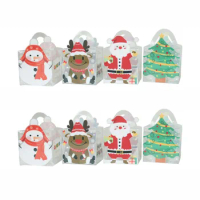 Transparent PVC Christmas Gift Box Santa Claus Christmas Apple Box Candy Bag 2024 New Year Party Kids Gift Packaging Decor 2023