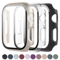 Tempered Glass+cover For Apple Watch Case 45mm 41mm 44mm 40mm 42mm Screen Protector Apple watch Accessories serie 9 4 5 6 SE 7 8