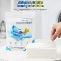 ️️【50 tờ】Bộ Giấy tẩy trắng, tẩy trắng cổ áo 50 tờ, Nhuộm Quần áo Giấy Hút Màu Pads Máy giặt cách ly 