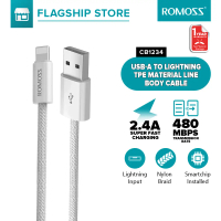 Kabel USB ke Kilat, Romoss, CB1234, Panjang 1M / 2M, Menyokong Pengecasan Pantas Maks 2.4A, Bahan TP