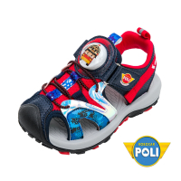 POLI 波力童鞋-電燈款護趾涼鞋/防撞護趾 魔鬼氈 抗菌 正版(POKT10222)安心紅