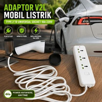 Stop Kontak Type 2 Socket 3 Lubang Universal 16A 220V V2L Mobil Listrik Adaptor EV Car NDFDQ-01
