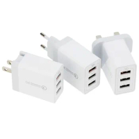 100pcs USB Charger 3 Port Fast Charging 18W Quick Charge 3.0 Portable EU US UK Adapter for iPhone Samsung S9 Xiaomi Redmi Note 8