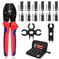 1 Sets Crimping Pliers Set Photovoltaic Connector Terminal Insulation Ratchet Pin Wire Crimper Wrench Crimping Pliers Tool Kit