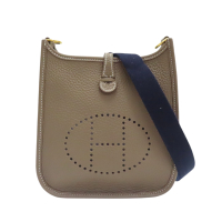 【二手名牌BRAND OFF】HERMES 愛馬仕 大象灰 TC皮革 Mini Evelyne 肩背包 B刻
