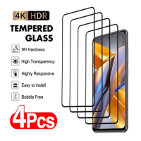 4Pcs Full Tempered Glass For Xiaomi Poco NFC X4 GT X5 M3 M4 M5 Screen Protector POCO F3 F4 F5 Pro Anti-Burst Protective Film