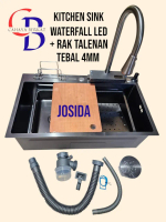 KITCHEN SINK JOSIDA BLACK STAINLESS 304 WATERFALL  ANTI GORES  TEBAL 4MM