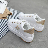 2023 White Shoes Women Sneakers Casual Platform Fashion Rhinestone chaussures femme bee Lady footware Walking shoes