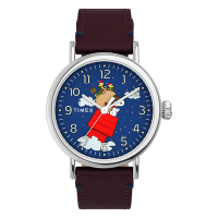 TIMEX 天美時 x SNOOPY 限量聯名系列 聖誕禮物款手錶-藍x酒紅/40mm