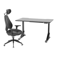 UPPSPEL/GRUPPSPEL 電競桌/椅, 黑色/grann 黑色, 140x80 公分