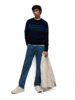 เสื้อสเวตเตอร์ผู้ชาย Cotton Rich Waffle Striped