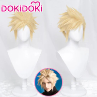 IN STOCK DokiDoki Game FFVII Final Fantasy Cloud Strife Cosplay Wig Final Fantasy VII Wig Cloud Blonde Hair Heat Resistant