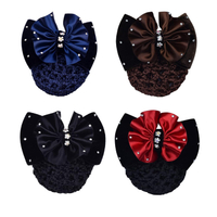 4pcs Women Hair Clip With Butterfly Hair Bun Cover Barrettes Net Snood Hairnet Lace Bow Bow-knot Dec
