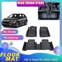 Car Floor Mat for Honda HR-V HRV Vezel RU 2014~2022 2017 2018 Panel Foot Parts TPE Liner Carpet Pad Custom Cover Rug Accessories