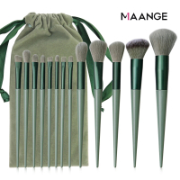 【MAANGE 瑪安格】四季青化妝刷具 專業彩妝工具 13件組 附收納袋