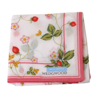 WEDGWOOD 經典草莓蔓藤品牌字母LOGO圖騰帕領巾(粉紅系/51CM)