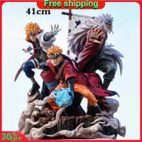 40cm Naruto Anime Figure Uzumaki Naruto Jiraiya Namikaze Minato statue Action Figure collect Pvc Model Doll Childrens Gift Toys