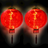 摩達客 農曆春節元宵-16吋植絨魚福紅燈籠(一組兩入)+LED50燈插電式燈串暖白光