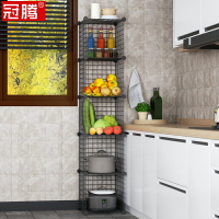 廚房放菜置物架冰箱側邊旁邊的收納柜夾縫裝蔬菜水果架子落地多層