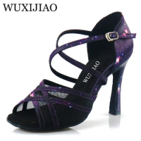 New selection of purple star satin women's dance shoes Latin salsa boots Patty ballroom dance shoes women's shoes