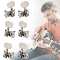 6Pcs Acoustic Guitar Open String Button Metal Guitar Machine Head Key Peg Tuners Tuner Machine Heads for Folk Acoustic Guitar