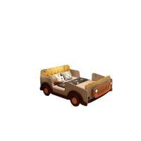 Car bed Boy soft bag children's bed with guardrail Bluetooth audio Creative children's room Solid wood single bed