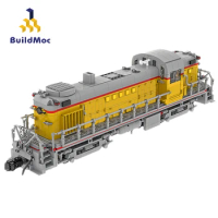 BuildMoc Train Station High Tech Railway MOC Union Pacific Alco RS-2 (1:38) Model Building Blocks Bricks Train Toys For Children