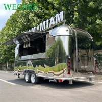 WECARE New Design Airstream Stainless Steel Food Van Trailer Fast Food Truck Custom Mobile Bar Catering Trailer Fully Equipped